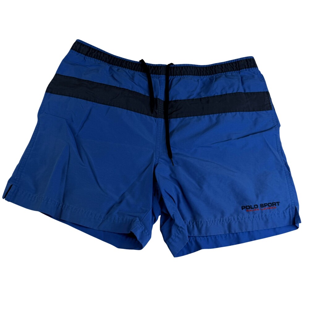 Polo Sport Ralph Lauren Shorts Men Medium Blue Swim Trunks Drawstring Lined 36x6